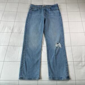 Levi's Premium Jeans Womens 27 Blue Wedgie Straight Leg Denim Ripped Knee Button